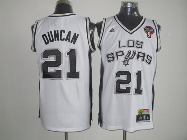 NBA San Antonio Spurs 21 Tim Duncan Swingman Home White LOS Latin Nights Jersey